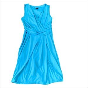 Talbots Turquoise Sleeveless Faux Wrap Dress Sz 8 #298K